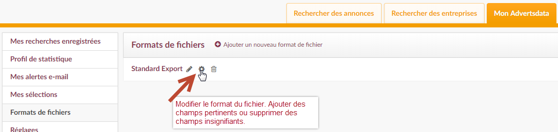 Exporter sur advertsdata