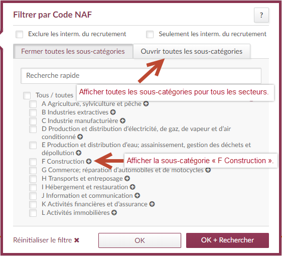 2018-05_Unterkategorien_FR Filtrer par code NAF