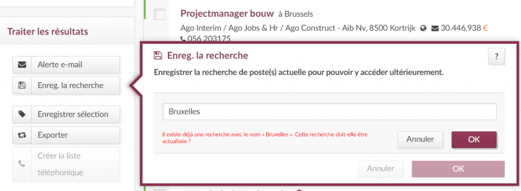 enregistrer la recherche advertsdata